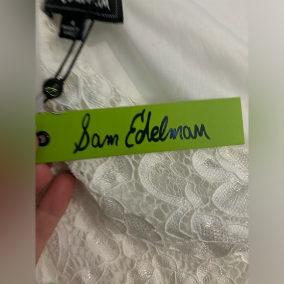 NWT Sam Edelman Womens 4 One Shoulder Lace Mini Hab White Ruched Graduation $98 - Picture 7 of 10